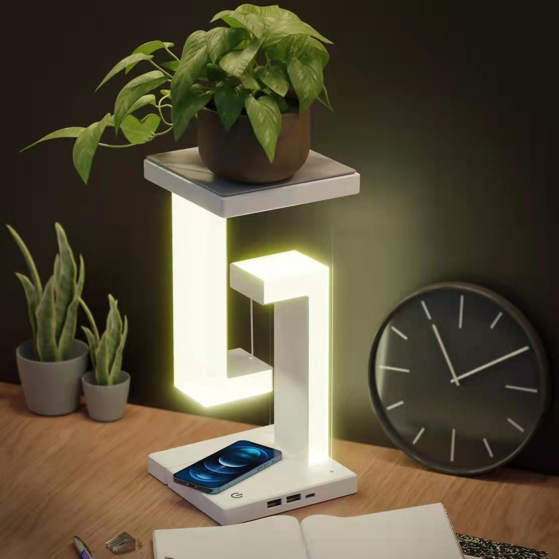 Lampe de table flottante avec chargeur sans fil pour smartphone