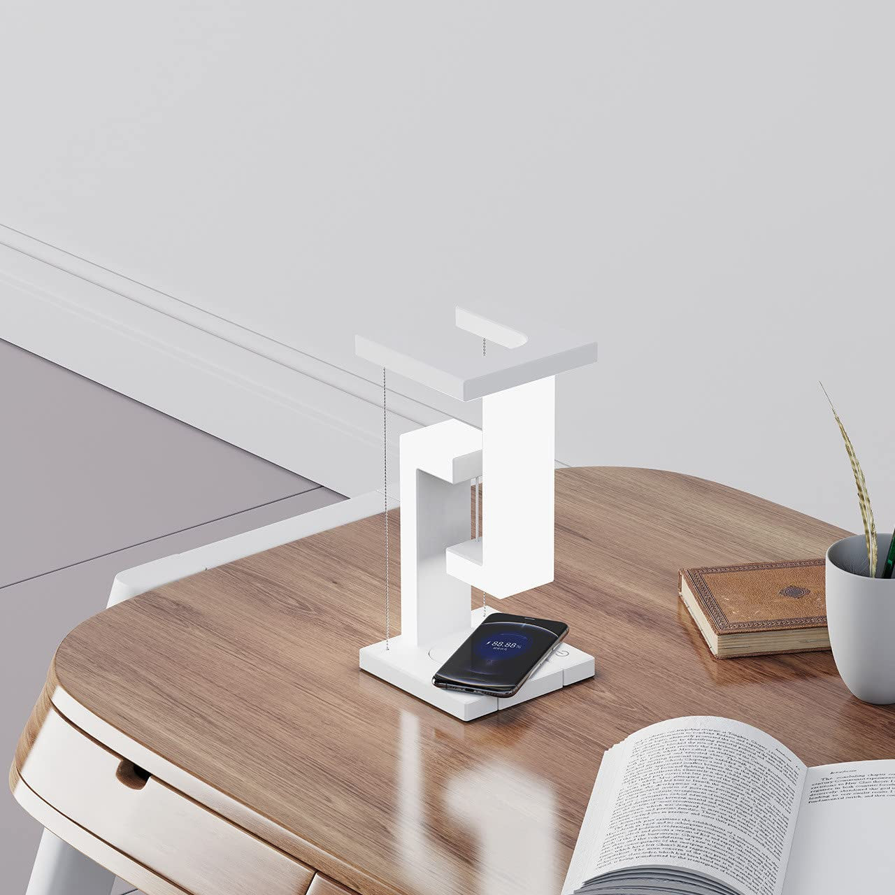 Lampe de table flottante avec chargeur sans fil pour smartphone