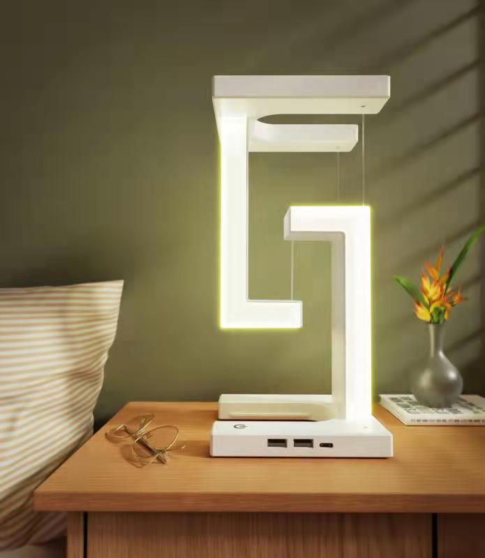 Lampe de table flottante avec chargeur sans fil pour smartphone