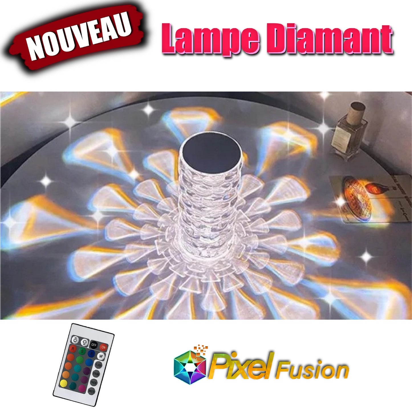 Lampe LED Effet Diamant Rechargeable et Tactile pour Décoration