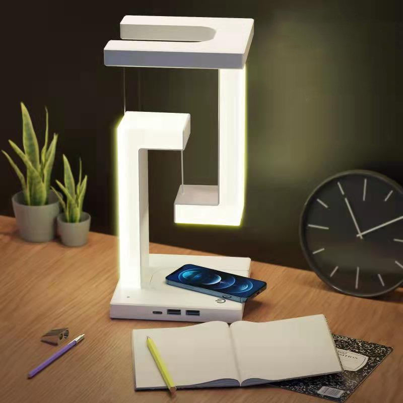 Lampe de table flottante avec chargeur sans fil pour smartphone