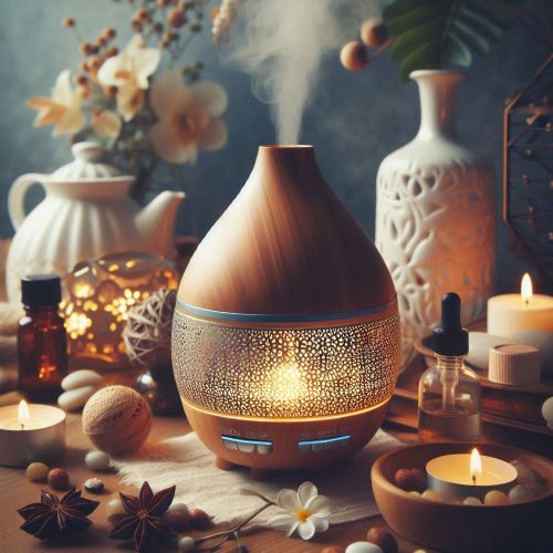 Un humidificateur effet bois dans un décor apaisant et relaxant