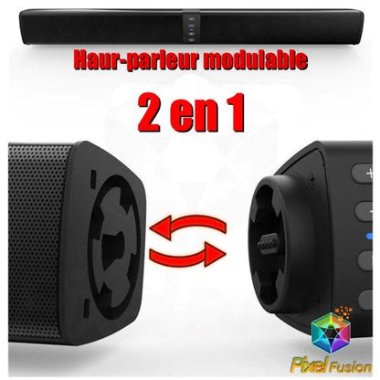 Enceintes Bluetooth stéréo surround détachables convertible en barre de son rechargeable - Haut parleur modulable
